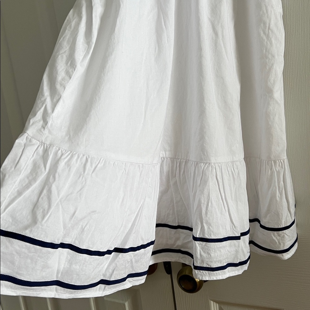 Crewcuts Girls White Flutter Sleeve Dress Navy Trim Nautical Size 10 - Picture 4 of 14